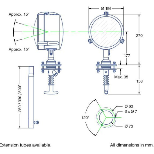 DHR Projecteur de recherche orientable manuel bateau LED DHR180CB - H2R Equipements