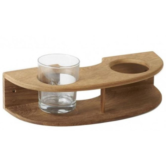 Porte-verres arrondi en teck ARC Marine - support mural pour bateau et van - 2 verres