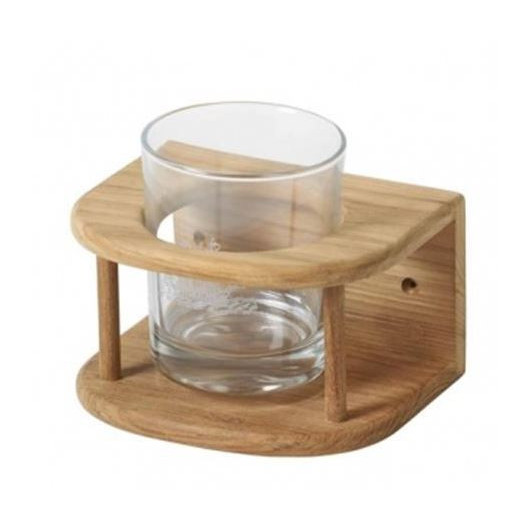 Porte-verres arrondi en teck ARC Marine - support mural pour bateau et van - 1 verre