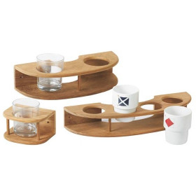ARC MARINE Porte-verres mural en teck Porte-verres arrondi en teck ARC Marine - support mural pour bateau et van - visuel
