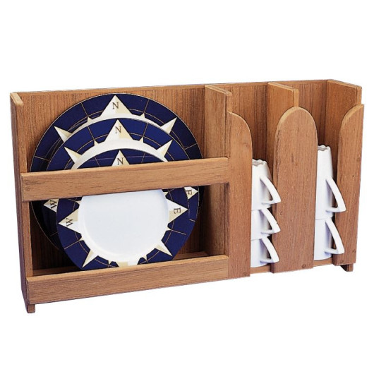 ARC Vaisselier mural teck pour assiettes en bateau & camping-car - H2R Equipements