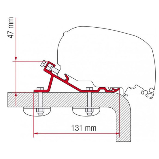 Adaptateur standard F65 Eagle 400 FIAMMA - kit de fixation pour le montage du F65 Eagle sur le camping-car.