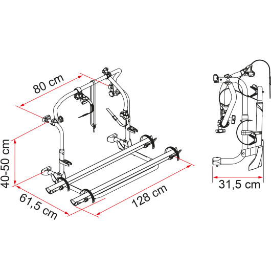Carry Bike Pro L80 FIAMMA - porte-vélos pour camping-cars LAÏKA avec écartement de 80 cm.