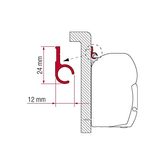 FIAMMA rail aluminium fixation auvent, store, hayon sur fourgon, camping-car et caravane.