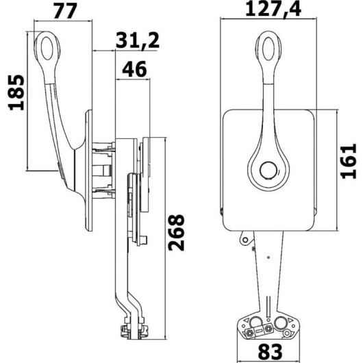 ULTRAFLEX B400 boitier commande voilier manette des gaz moteur | dimensions