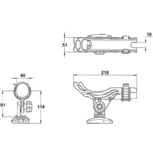 Porte canne fixation à plat ø 40 mm - TREM - Porte-canne à pêche