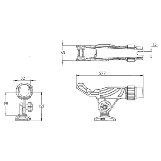 Porte canne fixation à plat ø 50 mm- TREM - Porte-canne à pêche