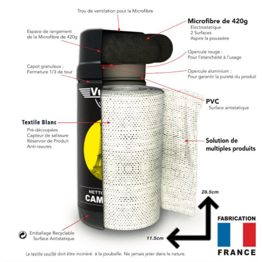 Lingette nettoyante VULCANET camping-car - produit de nettoyage pour camping-car, fourgon & van