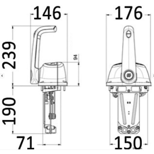ULTRAFLEX B501 mono-levier noir, manette des gaz moteur HB bateau.