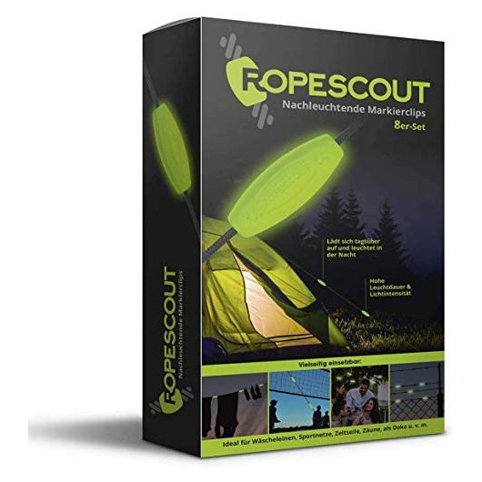 Clips fluorescents pour cordages ROPESCOUT - clip fluo pour tente et haubanage.