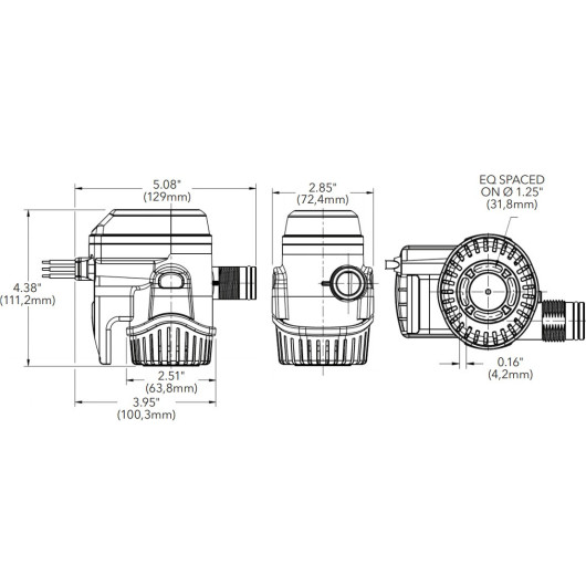 RULE MATE 500B auto 31 L/min, pompe de cale 12v automatique pour bateau.