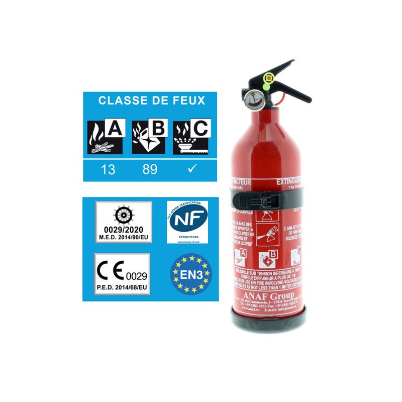 Extincteur à poudre ABC capacité 1 Kg Design
