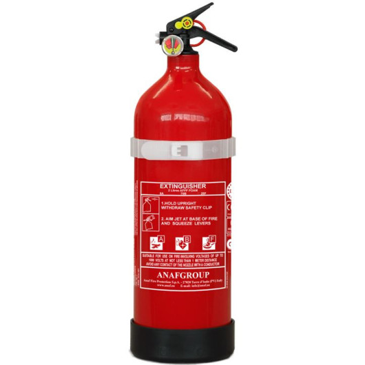 Extincteur mousse ABF 2 K avec support et manomètre parfait pour le bateau.