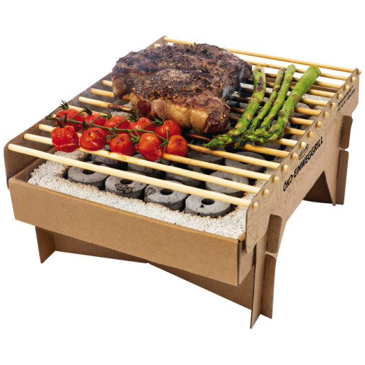Grill jetable CASUSGRILL - grill jetable en carton et en bambou pour le camping.