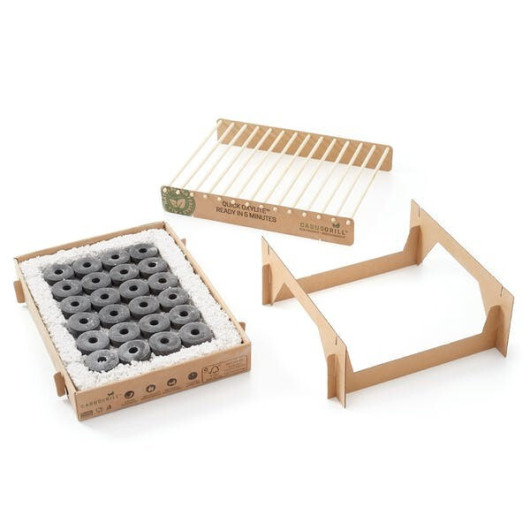 Grill jetable CASUSGRILL - grill jetable en carton et en bambou pour le camping.