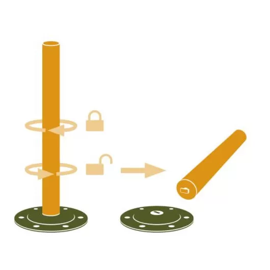 ZWAARDVIS Ensemble Quick Release 690 mm RV - pied de table camping-car & fourgon - H2R Equipements