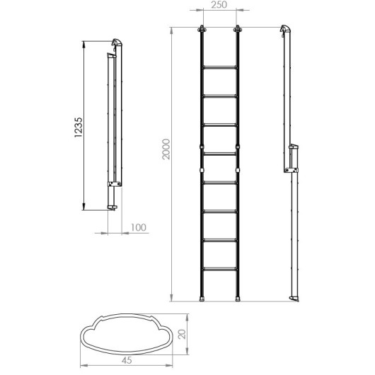 LIPPERT Titta Strong 200 cm | échelle de lit camping-car & fourgon aménagé | H2R Equipements