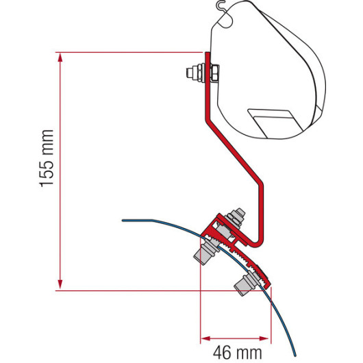 Kit F35 VW Caddy Maxi Lift Roof FIAMMA - kit de fixation pour store manuel F35 sur toit de mini van VW Caddy Maxi.