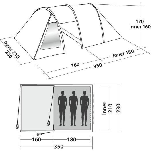 EASY CAMP Galaxy 300 toile de tente de camping et pêche 3 places