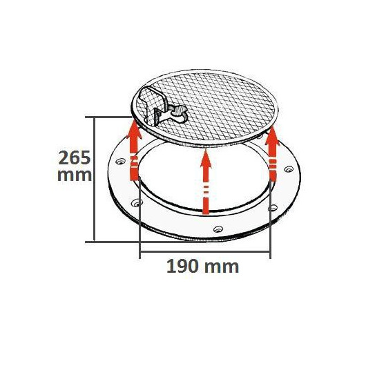 Trappe d'inspection ronde 265 x 215 mm Osculati bateau - dimensions (schéma)