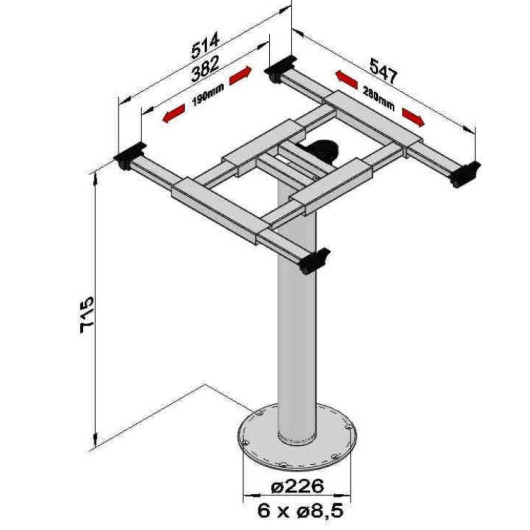 Base De Pied De Table Pour Camping-car Avec Vis - Support Stable En Aluminium - Pour Tables Centrales Ou Murales