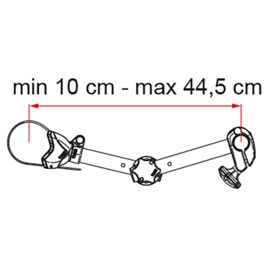 Bike-Block Pro S D1 FIAMMA - dispositif de blocage articulé pour porte-vélos camping-car et fourgon - dimensions