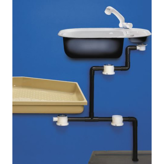 Bonde double raccord REICH Lavabo & Evier en camping-car H2R Equipements