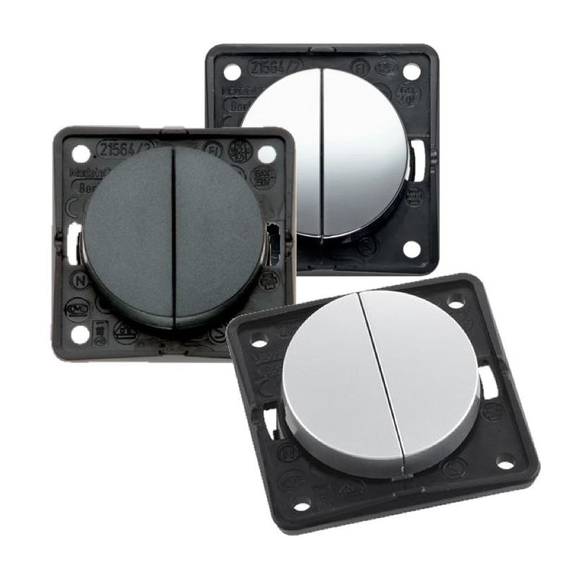 Interrupteur Double Marron 12V/230V Integro Berker - Commande Éclairage Et Appareils Pour Camping-Car Caravane