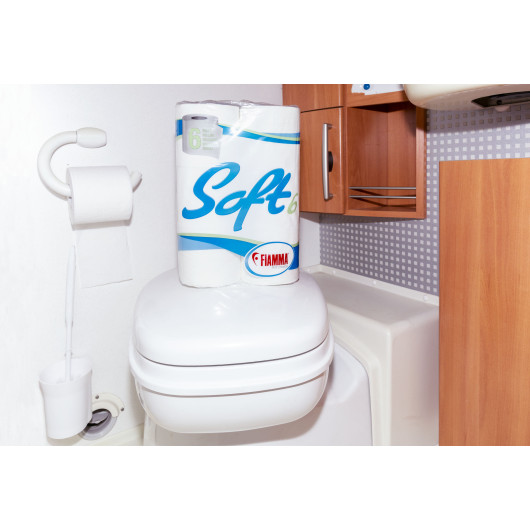 Soft 6 Fiamma | Papier toilette spécial WC chimique et portable en bateau, camping-car et van aménagé (6 rouleaux) |en situation