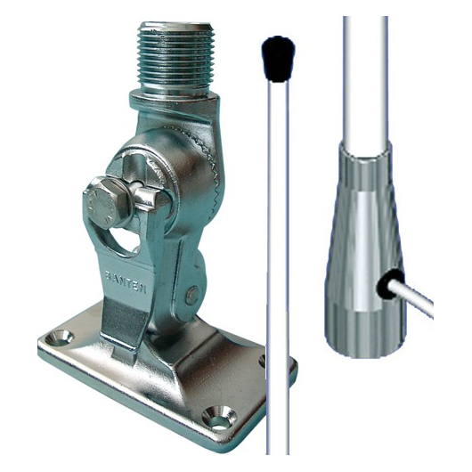 Zoom rotule inox antenne VHF en fibre Banten vedette 150 cm rotule démontable | VHF & communication bateau