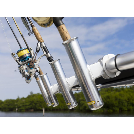 Support cannes à peche T-Top alu brillant FISHMASTER - option T-Top de bateau