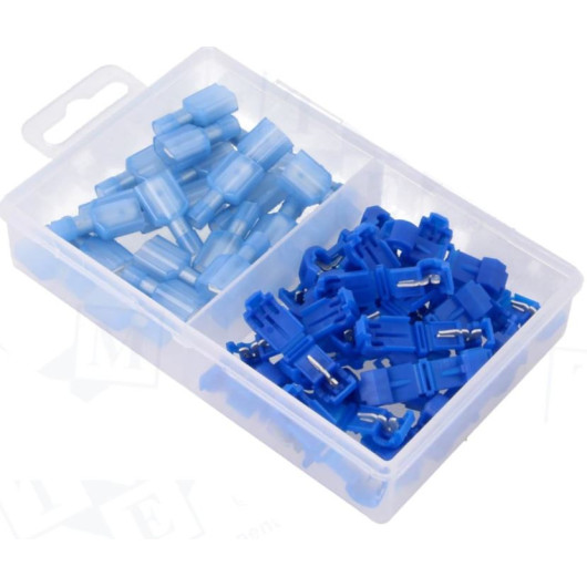 Kit de 50 cosses connexion rapide bleues NINIGI auto-dénudant pour câble 1 à 2,5 mm²