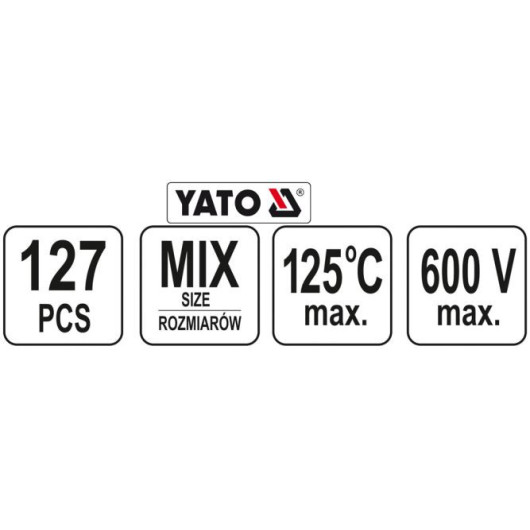 YATO Kit 127 gaines thermorétractable 2:1 prédécoupé en boite refermable.