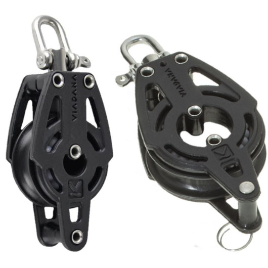 Polie accastillage voilier carbone VIADANA avec émerillon et ringot pour cordage 10-12 mm