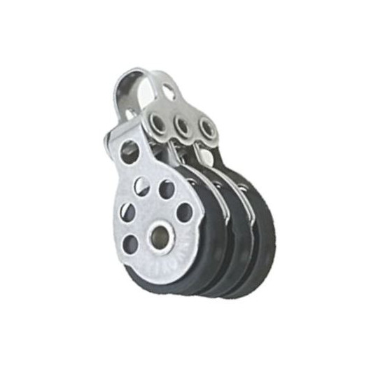 Petite poulie inox triple en 25 mm par VIADANA en bateau-