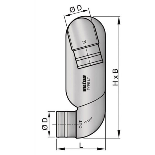 VETUS Col de cygne LT 110 à 310 CVV - Circuit échappement pour bateau