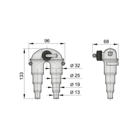 Coude anti-siphon ø13 à 32 mm | Clapet VETUS ASD Embout plomberie, raccord & accessoire réservoir