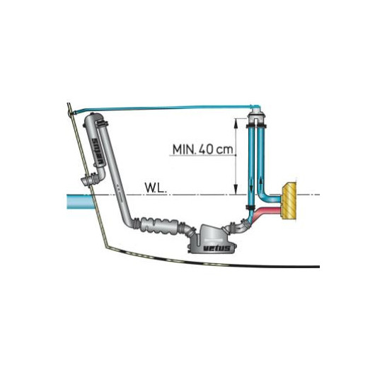 Coude anti-siphon à durite ø13 à 32 mm VETUS - Embout plomberie, raccord & accessoire réservoir pour bateau
