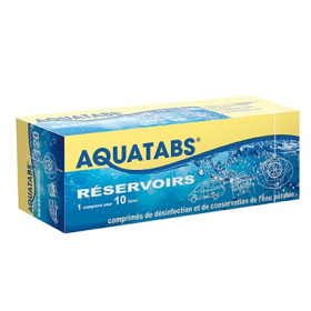 Conservateur d'eau 1 comprimé pour 10 L AQUATABS - comprimé pour traitement de l'eau du réservoir camping-car & bateau.