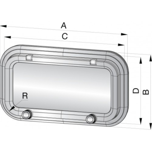Hublot rectangulaire PZ VETUS - Hublot & panneau de pont VETUS - dimensions