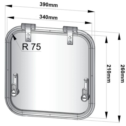 VETUS Planus rectangle Hublot et panneau de pont en bateau