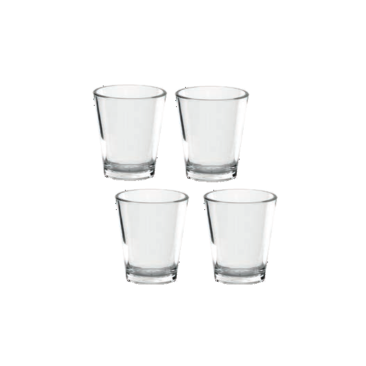 Lot de 4 verres Shooter CAMP4 - petit verre shooter CAMP4 en SAN pour camping-car, fourgon et bateau.
