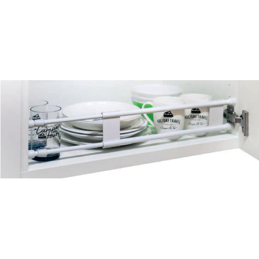 Barres anti-chutes double grises CAMP4 - barres anti-glisse pour placard et frigo de camping-car.