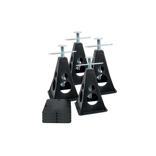 Lot de 4 vérins en plastique CARBEST - chandelles pour camping-car, caravane et fourgon aménagé.