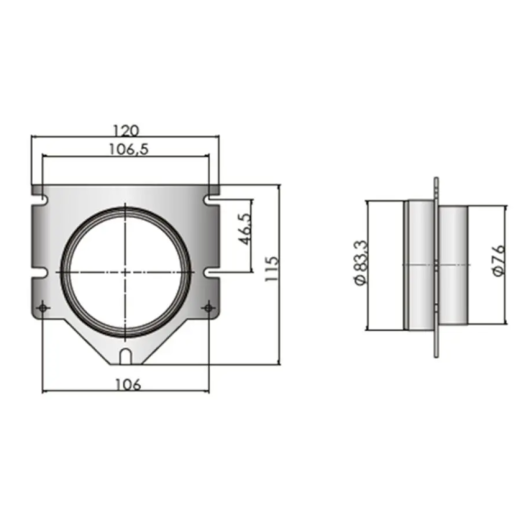 Bride passe cloison ventilateur ø76mm VETUS - Ventilation & insonorisation bateaU