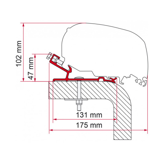 Adaptateur F80 S pour HYMER FIAMMA - étrier de fixation pour store extérieur camping-car.