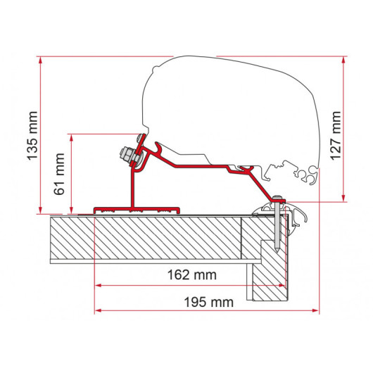 Adaptateur F80 S Caravan Roof FIAMMA - étrier de fixation pour store F80 sur caravanes.