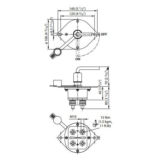 VETUS Coupe batterie bipolaire 250 A Coupe circuit en bateau H2R Equipements