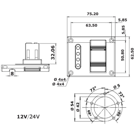 Equipement bateau et camping-car : OSCULATI kit indicateur + sonde eaux noires pour réservoir.