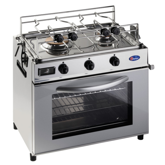 PARKER Gazinière bateau inox avec 2 brûleur gaz, livré complète pour le bateau.